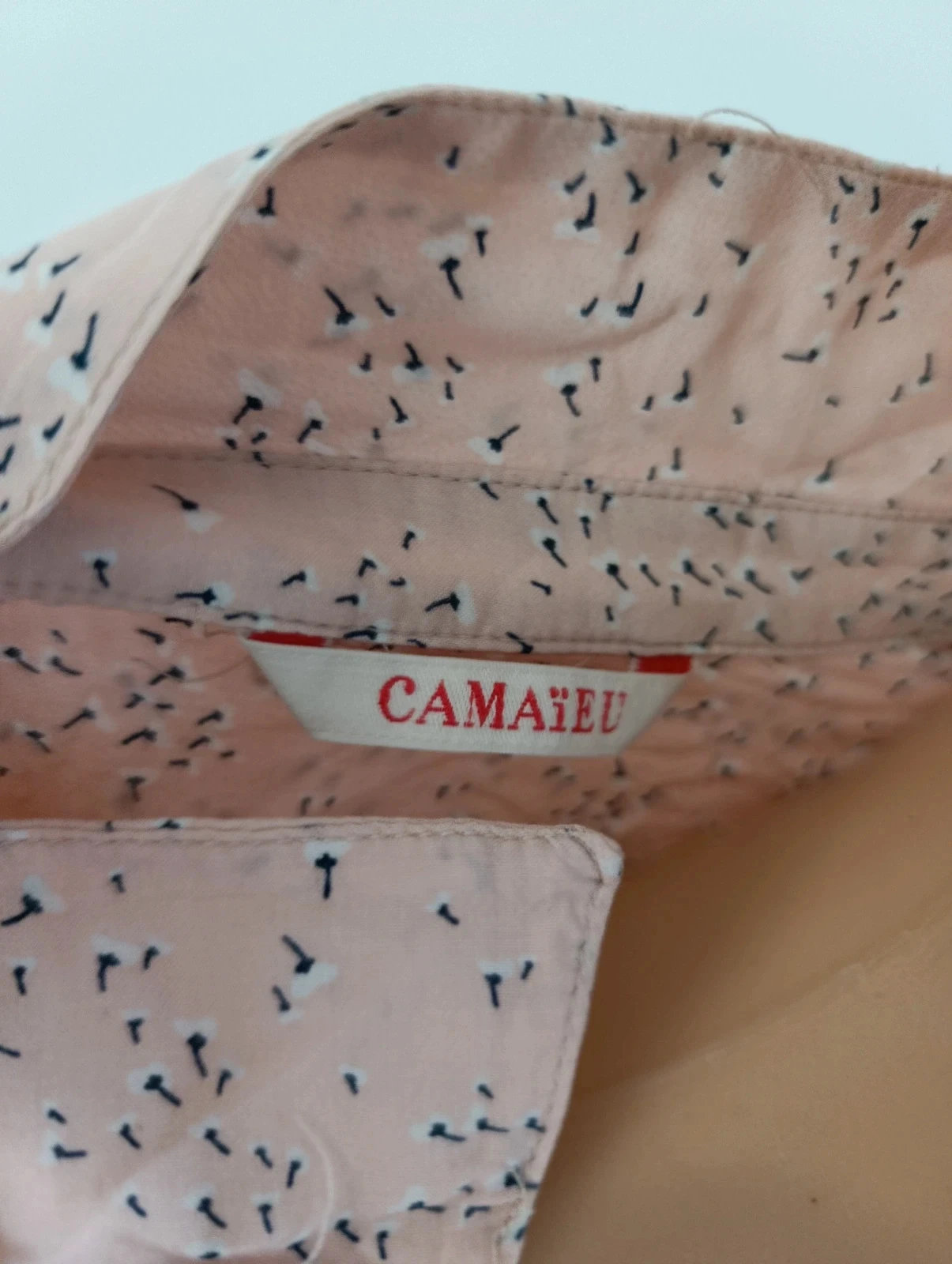 Camaêbu powder pink printed blouse shirt for women size 44 long sleeves fluid – photo 11
